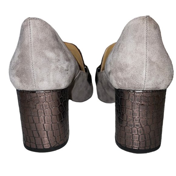 Like New DONALD J. PLINER Caresse Gray Taupe Suede Pump Buckle Loafers S… - Picture 3 of 10